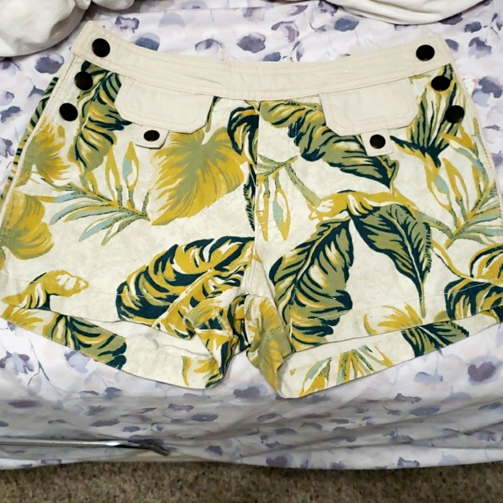 NWOT Free People Tropical Combo Denim Shorts Sz 26